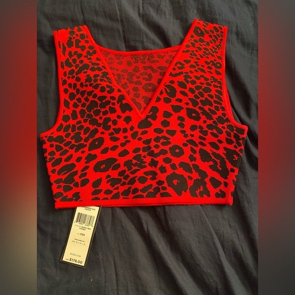BCBG Fenella Top in Red Jewel Cheetah Print NWT - Picture 4 of 6